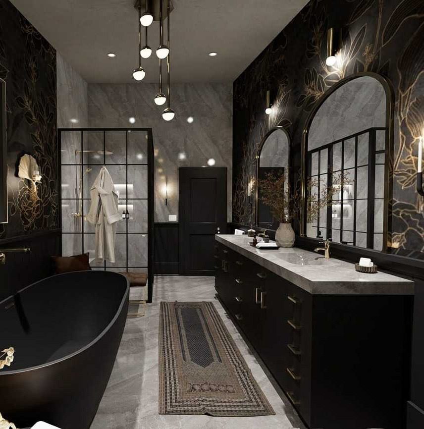 Black Tile Bathroom​